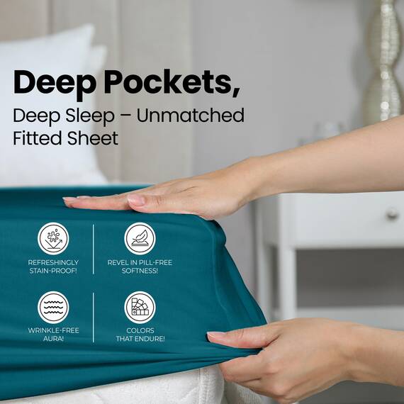Utopia Bedding Queensize-Spannbetttuch – Bettlaken – Tiefe Tasche – weiche Mikrofaser – einlauf- und lichtbeständig, pflegeleicht, nur 1 Spannbetttuch (Denimblau)
