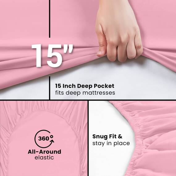 Utopia Bedding Queensize-Spannbetttuch – Bettlaken – Tiefe Tasche – weiche Mikrofaser – einlauf- und lichtbeständig, pflegeleicht, nur 1 Spannbetttuch (rosa)