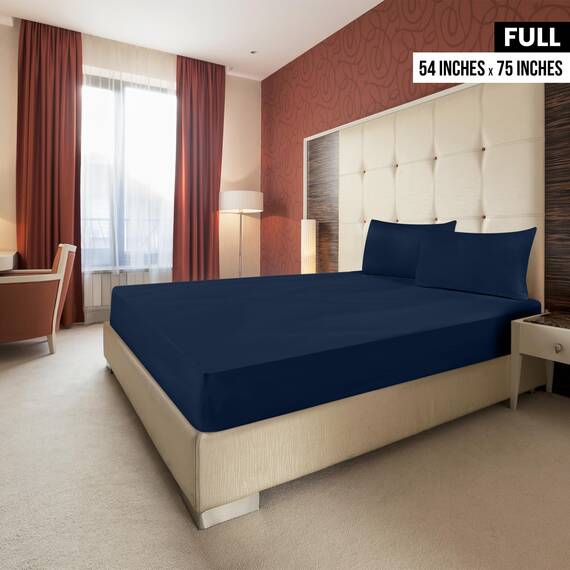 Utopia Bedding Spannbettlaken, 2er-Pack Unterlaken, Weiche gebürstete Mikrofaser, Tiefe Taschen, Schrumpf- und Lichtbeständig, Pflegeleicht (Full, Marineblau)