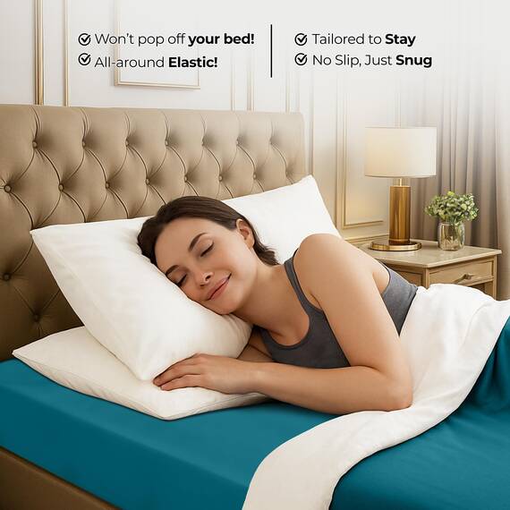 Utopia Bedding Queensize-Spannbetttuch – Bettlaken – Tiefe Tasche – weiche Mikrofaser – einlauf- und lichtbeständig, pflegeleicht, nur 1 Spannbetttuch (Denimblau)