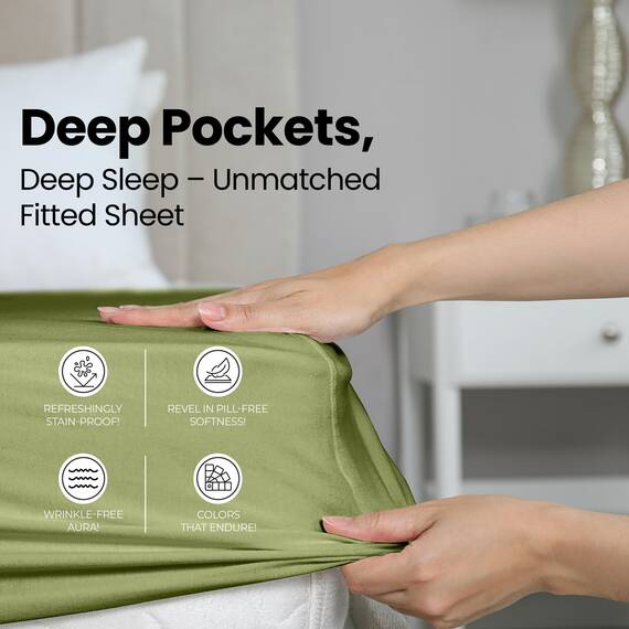 Utopia Bedding Queen-Size Spannbettlaken, Tiefe Taschen, weiche Mikrofaser, schrumpf- und farbbeständig, pflegeleicht, nur 1 Spannbettlaken (Olivgrün)