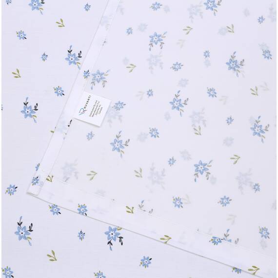 RUVANTI Bettlaken aus 100% Baumwolle für Doppelbetten – knusprige, kühlende Perkal-Bettlaken – atmungsaktiv und langlebig – 40,6 cm Tiefe Bettlaken für Doppelbetten – blaues Blumenmuster – 3-teilig