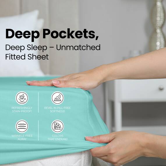 Utopia Bedding Spannbetttuch – Bettlaken – Tiefe Tasche – weiche Mikrofaser – schrumpf- und lichtbeständig – pflegeleicht – nur 1 Spannbetttuch (Spa-Blau)