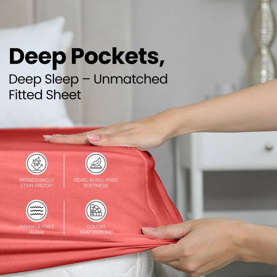 Utopia Bedding Queensize-Spannbettlaken, Tiefe Taschen, weiche Mikrofaser, schrumpft und lichtbeständig, pflegeleicht, nur 1 Spannbetttuch (Koralle)