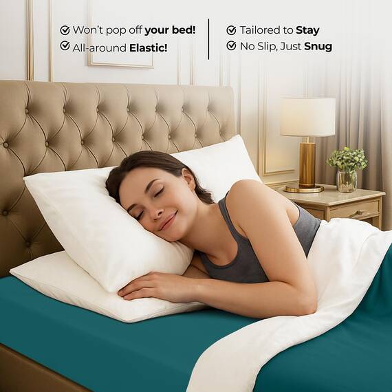 Utopia Bedding Queensize-Spannbettlaken, Tiefe Taschen, weiche Mikrofaser, schrumpft und lichtbeständig, pflegeleicht, nur 1 Spannbetttuch, Blaugrün