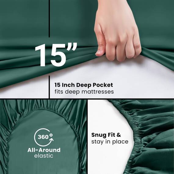 Utopia Bedding, Spannbetttuch für Einzelbett, Bettlaken, tiefe Taschen, weiche Mikrofaser, schrumpf- und farbecht, pflegeleicht, nur 1 Spannbetttuch (Smaragd)