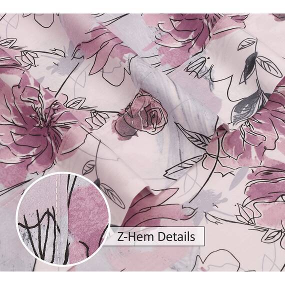 RUVANTI Bettwäsche aus 100% Baumwolle, 4-teiliges Bettwäscheset, rosa Blumendruck, King-Size-Bettwäsche, weich, atmungsaktiv, Tiefe Taschen, 1 Spannbettlaken, 2 Kissenbezüge.