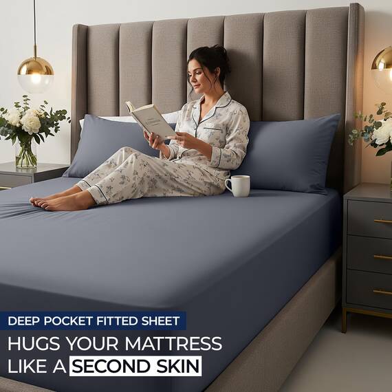 Utopia Bedding Queensize-Spannbetttuch, extra Tiefe Tasche, 53,3 cm Tiefe Tasche, weiche Mikrofaser, schrumpft und lichtbeständig, pflegeleicht, nur 1 Spannbetttuch, Grau