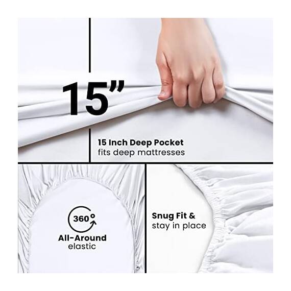 Utopia Bedding Cal King Spannbetttuch – Bettlaken – Tiefe Tasche – weiche Mikrofaser – schrumpft und verblasst Nicht, pflegeleicht, nur 1 Spannbetttuch (weiß)