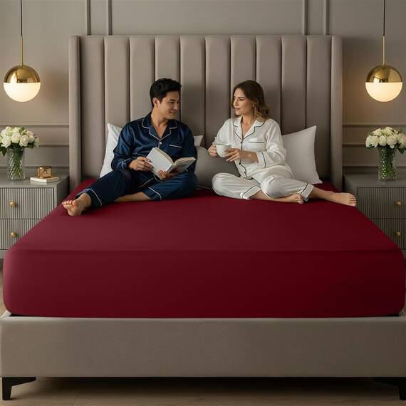 Utopia Bedding Kingsize-Spannbetttuch mit extra tiefen Taschen, passend für Matratzen bis zu 53,3 cm, schrumpf- und farbbeständig, pflegeleicht, nur 1 Spannbetttuch mit tiefen Taschen, Burgundrot