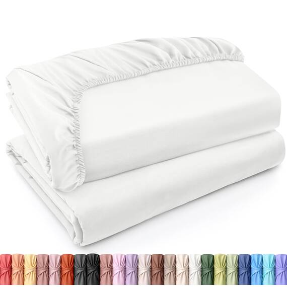 Utopia Bedding Queensize-Spannbettlaken, Großpackung mit 2 Spannbettlaken, weich gebürstete Mikrofaser, Tiefe Taschen, schrumpft und lichtbeständig, pflegeleicht (weiß)