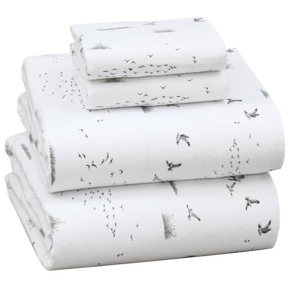 RUVANTI 100% Baumwolle, 4-teiliges Flanell-Bettlaken, Queen-Size, Tiefe Tasche, warm, super weich, atmungsaktiv, feuchtigkeitsableitend, Spannbetttuch, 2 Kissenbezüge – cremeweiße Blume