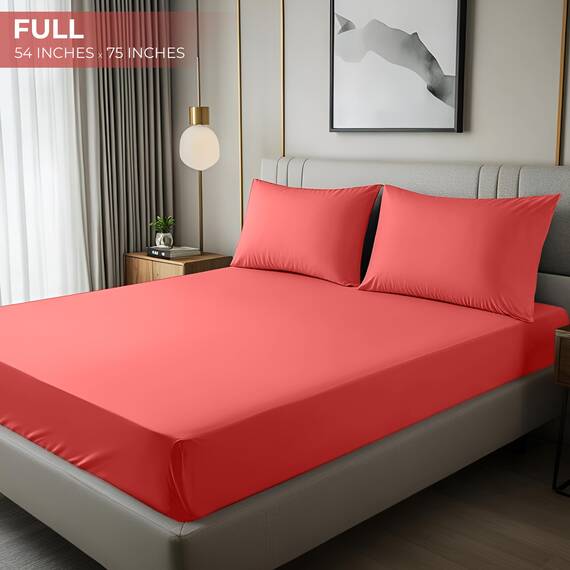 Utopia Bedding Spannbetttuch, Tiefe Taschen, weiche Mikrofaser, schrumpft und lichtbeständig, pflegeleicht, nur 1 Spannbetttuch (Koralle)
