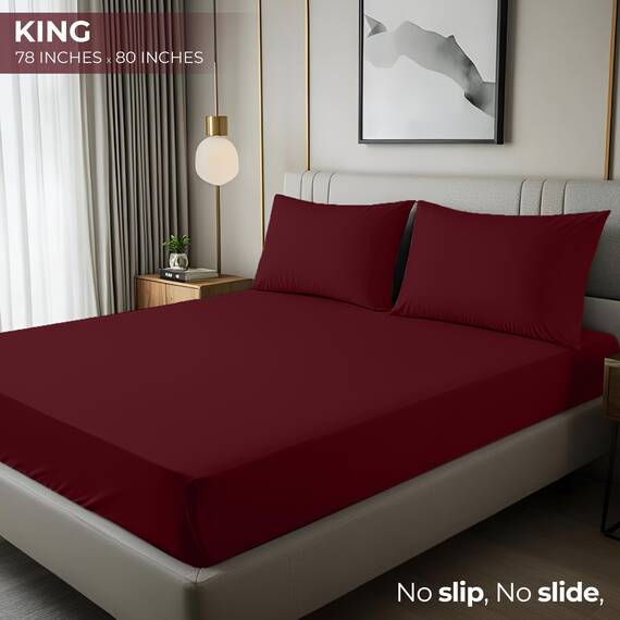 Utopia Bedding Spannbettlaken für King-Size-Betten, Tiefe Tasche, weiche Mikrofaser, schrumpf- und lichtbeständig, pflegeleicht, 1 Spannbetttuch (Rot/Burgunderrot)
