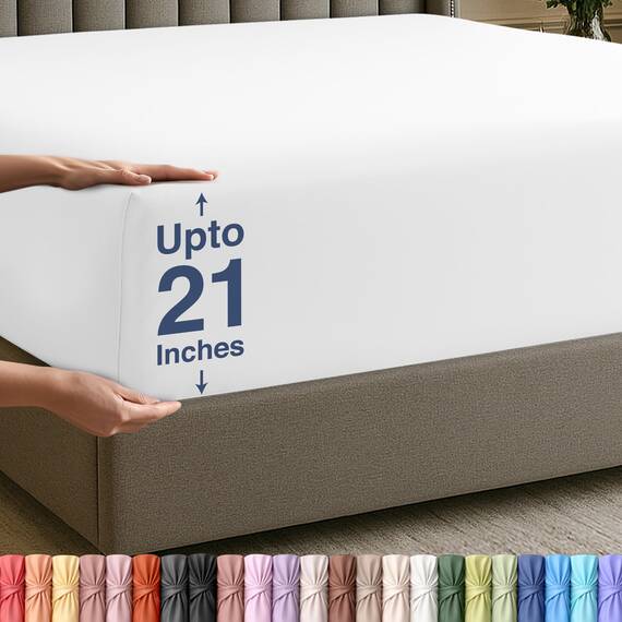 Utopia Bettwäsche-Spannbetttuch mit extra hohem Steg von ca. 53 cm, weiche Mikrofaser, schrumpft Nicht, farbecht und pflegeleicht, 1 Stück, weiß