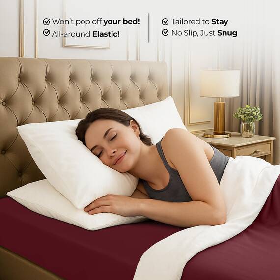 Utopia Bedding Spannbettlaken für King-Size-Betten, Tiefe Tasche, weiche Mikrofaser, schrumpf- und lichtbeständig, pflegeleicht, 1 Spannbetttuch (Rot/Burgunderrot)