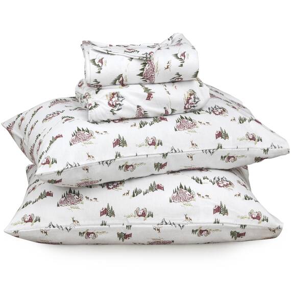Ruvanti 100 % Baumwolle, 4-teiliges Flanell-Bettwäsche-Set mit grauem Kastanienbraun, kariert, tiefe Tasche, warm, superweich, atmungsaktiv, feuchtigkeitsableitend, 1 Spannbetttuch, 2 Kissenbezüge.