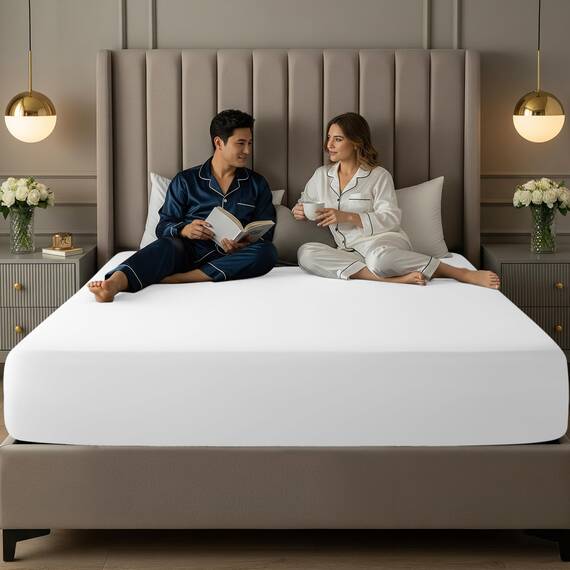 Utopia Bedding Spannbetttuch für Kingsize-Betten, extra Tiefe Taschen, Taschenhöhe 53 cm, weiche Mikrofaser, schrumpf- und farbecht, pflegeleicht, nur 1 Spannbetttuch (weiß)