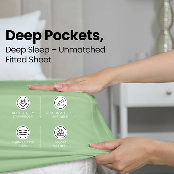 Utopia Bedding Spannbettlaken für King-Size-Bett, Tiefe Taschen, weiche Mikrofaser, schrumpft und lichtbeständig, pflegeleicht, nur 1 Spannbetttuch, Salbeigrün