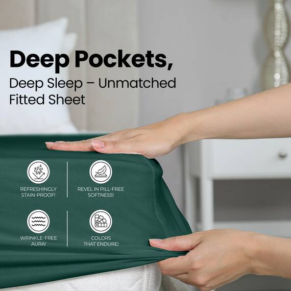 Utopia Bedding Spannbettlaken für King-Size-Bett, Tiefe Taschen, weiche Mikrofaser, schrumpft und lichtbeständig, pflegeleicht, nur 1 Spannbetttuch, Smaragdgrün