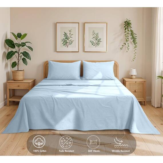 RUVANTI Flanell-Bettlaken-Sets für Queen-Size-Betten – 100 % Baumwolle, gebürstetes Flanell-Bettwäsche-Set – tiefe Taschen 40,6 cm (passend für bis zu 45,7 cm) – alle Jahreszeiten atmungsaktiv und