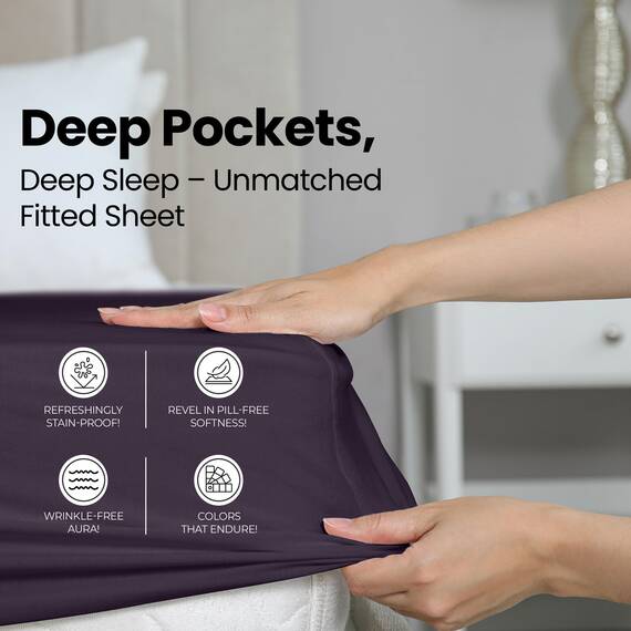Utopia Bedding Spannbetttuch, Tiefe Tasche, weiche Mikrofaser, schrumpft und lichtbeständig, pflegeleicht, nur 1 Spannbetttuch, Violett