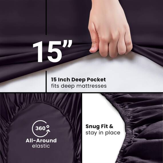 Utopia Bedding Spannbetttuch, Tiefe Tasche, weiche Mikrofaser, schrumpft und lichtbeständig, pflegeleicht, nur 1 Spannbetttuch, Violett