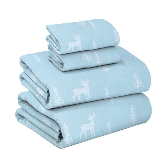 Ruvanti 100% Baumwolle, 4-teiliges Flanell-Bettlaken, Queen-Size-Größe, Tiefe Tasche, warm, super weich, atmungsaktiv, feuchtigkeitsableitend, Queen-Size-Bettlaken, blaublaublaugrün, Blumenmuster