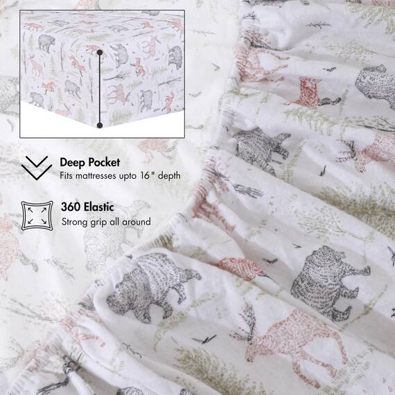 RUVANTI Flanell-Bettlaken-Sets für Queen-Size-Betten – 100 % Baumwolle, gebürstetes Flanell-Bettwäsche-Set – tiefe Taschen 40,6 cm (passend für bis zu 45,7 cm) – alle Jahreszeiten atmungsaktiv und