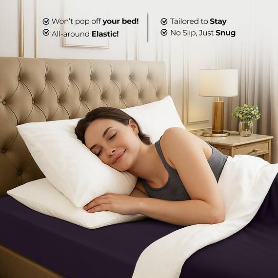 Utopia Bedding Spannbetttuch, Tiefe Tasche, weiche Mikrofaser, schrumpft und lichtbeständig, pflegeleicht, nur 1 Spannbetttuch, Violett