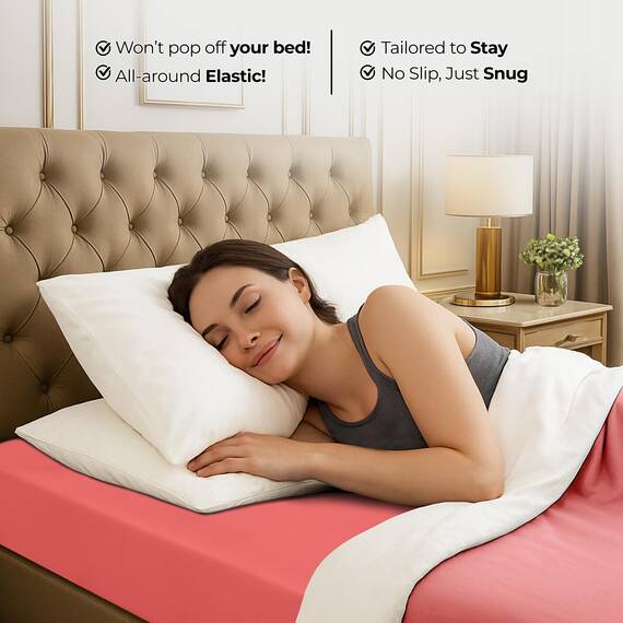 Utopia Bedding Spannbetttuch, Tiefe Taschen, weiche Mikrofaser, schrumpft und lichtbeständig, pflegeleicht, nur 1 Spannbetttuch (Koralle)