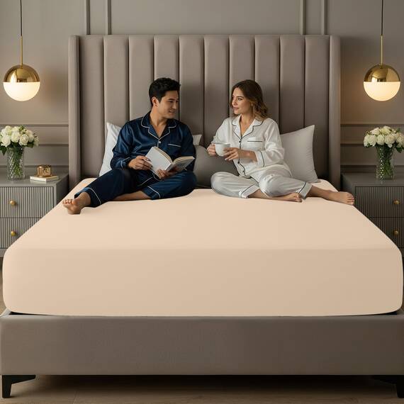Utopia Bedding Spannbettlaken Queen – Extra Tiefe Tasche – 53 cm Tiefe – Weiche Mikrofaser – Schrumpf- und farbbeständig – Pflegeleicht – Nur 1 Spannbettlaken (Beige)
