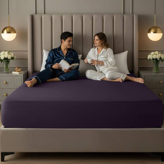 Utopia Bedding Kingsize-Spannbetttuch mit extra tiefen Taschen, passend für Matratzen bis zu 53,3 cm, schrumpf- und farbbeständig, pflegeleicht, nur 1 Spannbetttuch mit tiefen Taschen, Lila