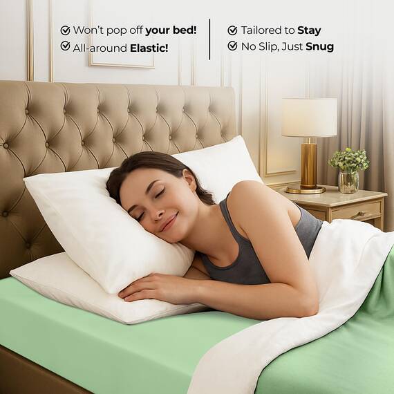 Utopia Bedding Spannbettlaken für King-Size-Bett, Tiefe Taschen, weiche Mikrofaser, schrumpft und lichtbeständig, pflegeleicht, nur 1 Spannbetttuch, Salbeigrün