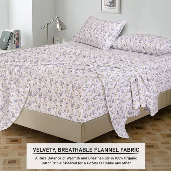 RUVANTI Flanell-Bettlaken, Queen-Size-Größe, 100% Baumwolle, doppelt gebürstet, Tiefe Taschen, 40,6 cm, Queen-Size-Bettlaken-Set, für alle Jahreszeiten, atmungsaktiv und extra weich, warm und