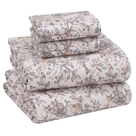 RUVANTI Flanell-Bettlaken-Sets für Queen-Size-Betten – 100 % Baumwolle, gebürstetes Flanell-Bettwäsche-Set – tiefe Taschen 40,6 cm (passend für bis zu 45,7 cm) – alle Jahreszeiten atmungsaktiv und