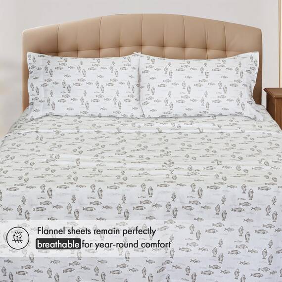 RUVANTI Flanell-Bettlaken-Sets für Queen-Size-Betten – 100% Baumwolle, gebürstetes Flanell-Bettwäsche-Set – Tiefe Taschen 40,6 cm (passend für bis zu 45,7 cm) – alle Jahreszeiten atmungsaktiv und