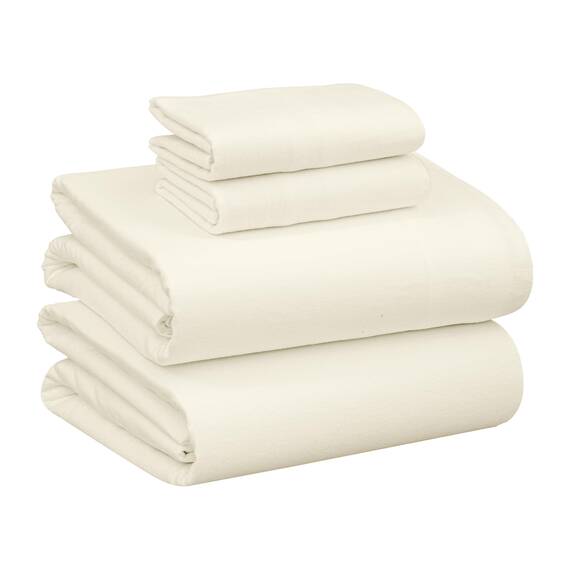 RUVANTI 100% Baumwolle, 4-teiliges Flanell-Bettlaken, volle Tasche, warm, super weich, atmungsaktiv, feuchtigkeitsableitend, volle Größe, Spannbetttuch, 2 Kissenbezüge – Arctic Wolf