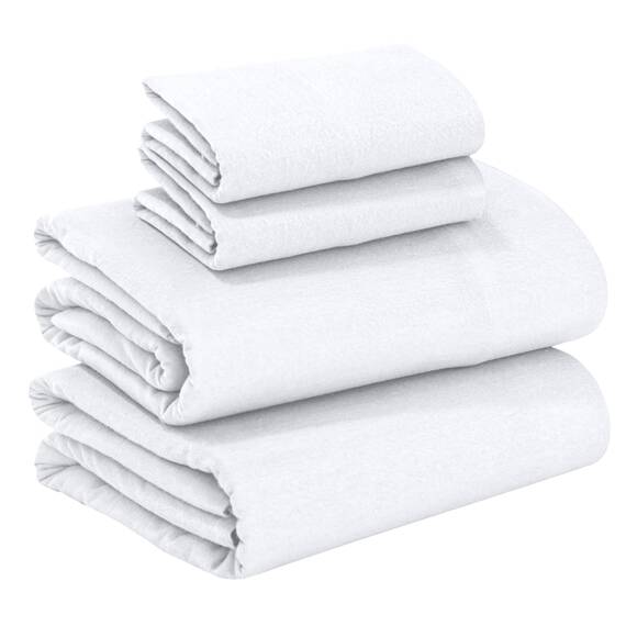 Ruvanti 4-teiliges Flanell-Bettwäsche-Set aus 100% Baumwolle mit tiefen Taschen, für alle Jahreszeiten, warm-superweich, Flanell-Bettwäsche-Set mit Flachbett, Spannbetttuch und 2 Kissenbezügen
