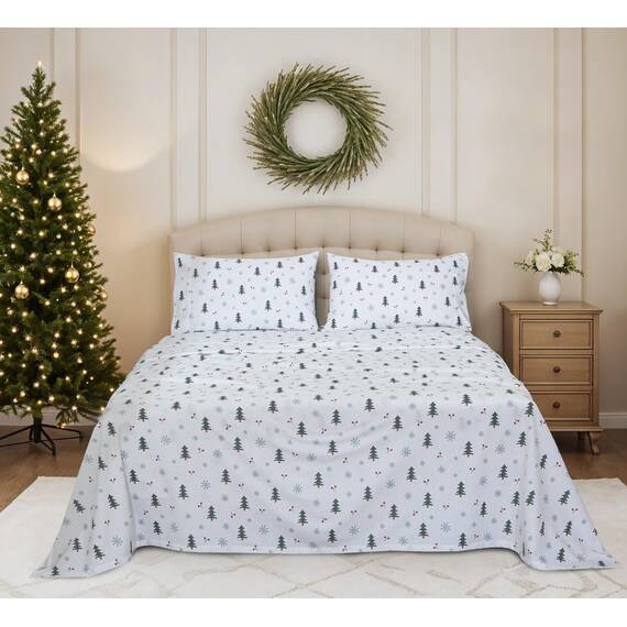 Ruvanti 4-teiliges Flanell-Bettwäsche-Set aus 100% Baumwolle mit Blumenmuster für King-Size-Bett, mit tiefer Tasche, wärmend, atmungsaktiv, Flanell-Bettlaken, Spannbetttuch und 2 Kissenbezügen
