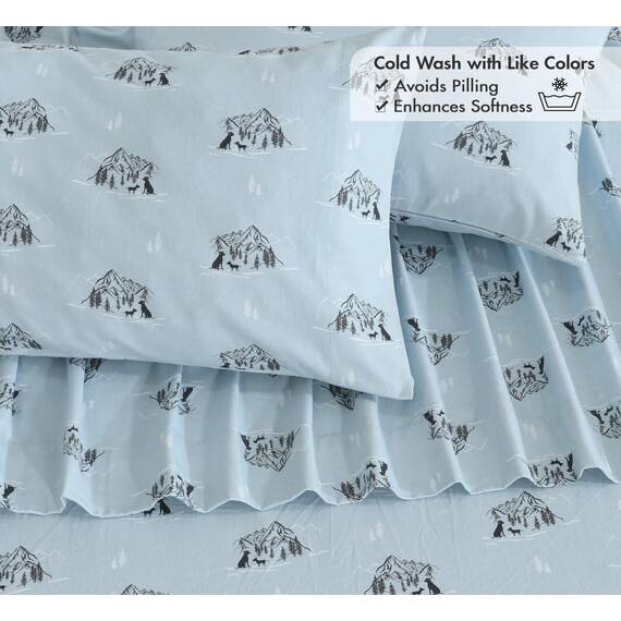 RUVANTI Flanell-Bettlaken-Sets für Queen-Size-Betten – 100 % Baumwolle, gebürstetes Flanell-Bettwäsche-Set – tiefe Taschen 40,6 cm (passend für bis zu 45,7 cm) – für alle Jahreszeiten atmungsaktiv und