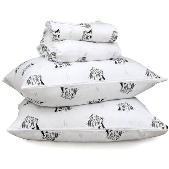 Ruvanti 100 % Baumwolle, 4-teiliges Flanell-Bettwäsche-Set mit Blumendruck, Queen-Size-Bettwäsche, tiefe Tasche, warm, superweich, atmungsaktiv, 1 Spannbetttuch, 2 Kissenbezüge.