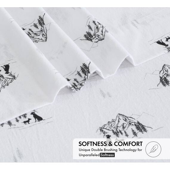Ruvanti 100 % Baumwolle, 4-teiliges Flanell-Bettwäsche-Set mit Blumendruck, Queen-Size-Bettwäsche, tiefe Tasche, warm, superweich, atmungsaktiv, 1 Spannbetttuch, 2 Kissenbezüge.