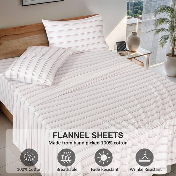 RUVANTI Flanell-Bettlaken in voller Größe - 100 % gedoppelt gebürstete Baumwoll-Bettlaken-Set, tiefe Taschen 40,6 cm, atmungsaktiv und extra weiche Vollbettlaken für alle Jahreszeiten, warm