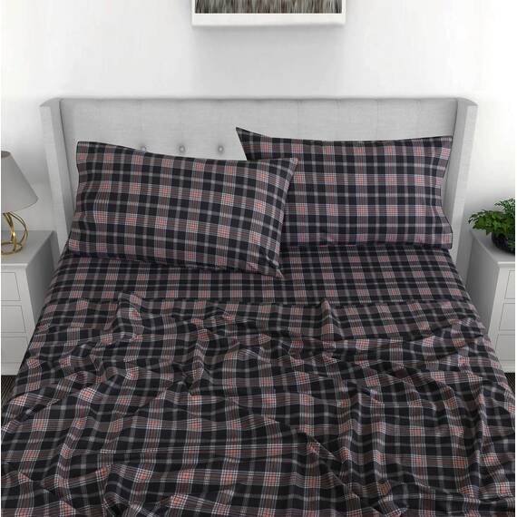 RUVANTI Flanell-Bettwäsche-Set für King-Size-Bett, 100 % Baumwolle, doppelt gebürstet, tiefe Taschen, 40,6 cm, für alle Jahreszeiten, atmungsaktiv und extra weich, warm und gemütlich, 4-teilig