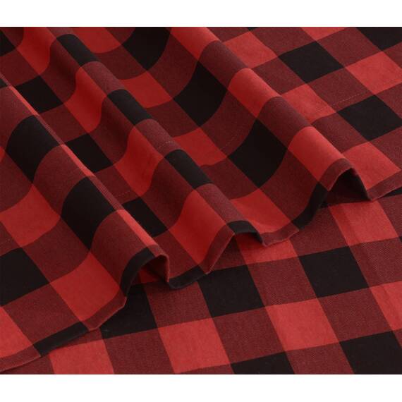 RUVANTI Bettlaken-Set aus 100 % Baumwollflanell, rot und schwarz kariert, Kingsize-Bett