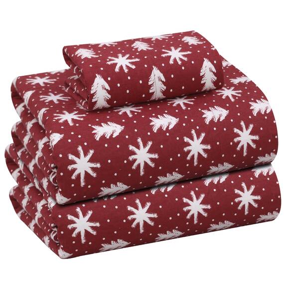 RUVANTI Flanell-Bettlaken-Sets für Doppelbetten XL – 100 % Baumwolle, doppelt gebürstet, tiefe Taschen, 40,6 cm, für alle Jahreszeiten, atmungsaktiv und extra weich, warm und gemütlich, 3-teilig, Rot