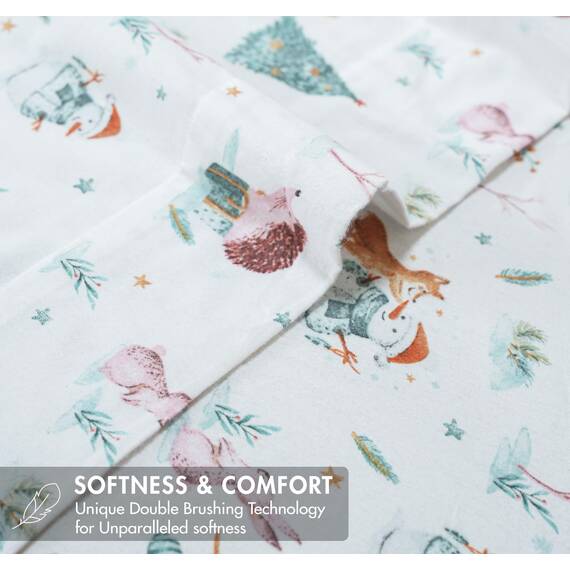 RUVANTI 100% Baumwolle, 4-teiliges Flanell-Bettlaken, King-Size-Bett, Tiefe Tasche, warm, super weich, atmungsaktiv, feuchtigkeitsableitend, Spannbetttuch, 2 Kissenbezüge – Amble