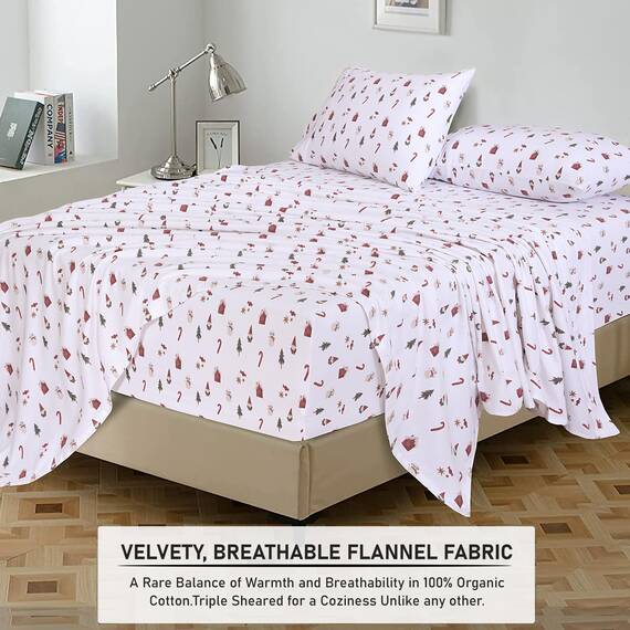 RUVANTI Flanell-Bettlaken-Sets für Doppelbetten – 100 % Baumwolle, gebürstetes Flanell-Bettwäsche-Set – tiefe Taschen 40,6 cm (passend für bis zu 45,7 cm) – alle Jahreszeiten atmungsaktiv und super