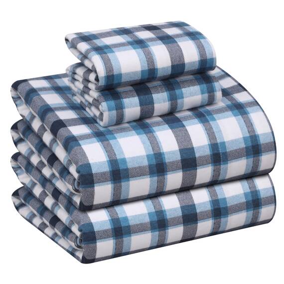 RUVANTI Flanell-Bettwäsche-Set für King-Size-Bett, 100 % Baumwolle, doppelt gebürstet, tiefe Taschen, 40,6 cm, für alle Jahreszeiten, atmungsaktiv und extra weich, warm und gemütlich, 4-teilig